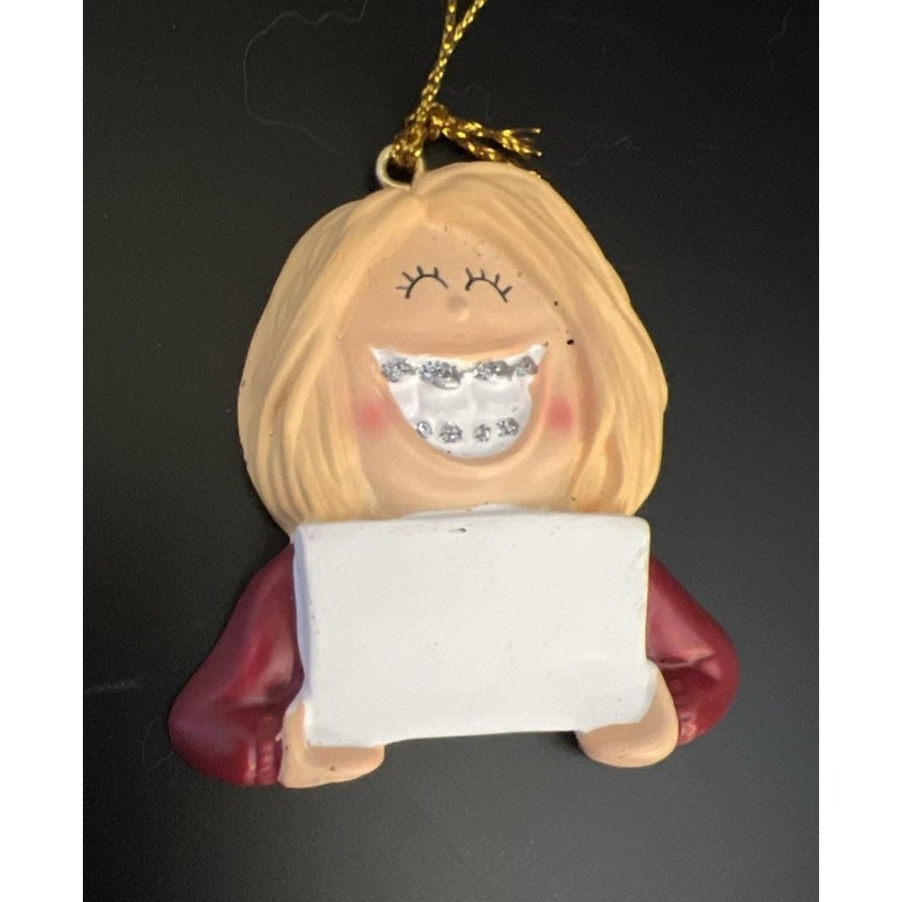 Girl with‎ Braces  Blonde Hair Personalize Yourself Christmas Ornament